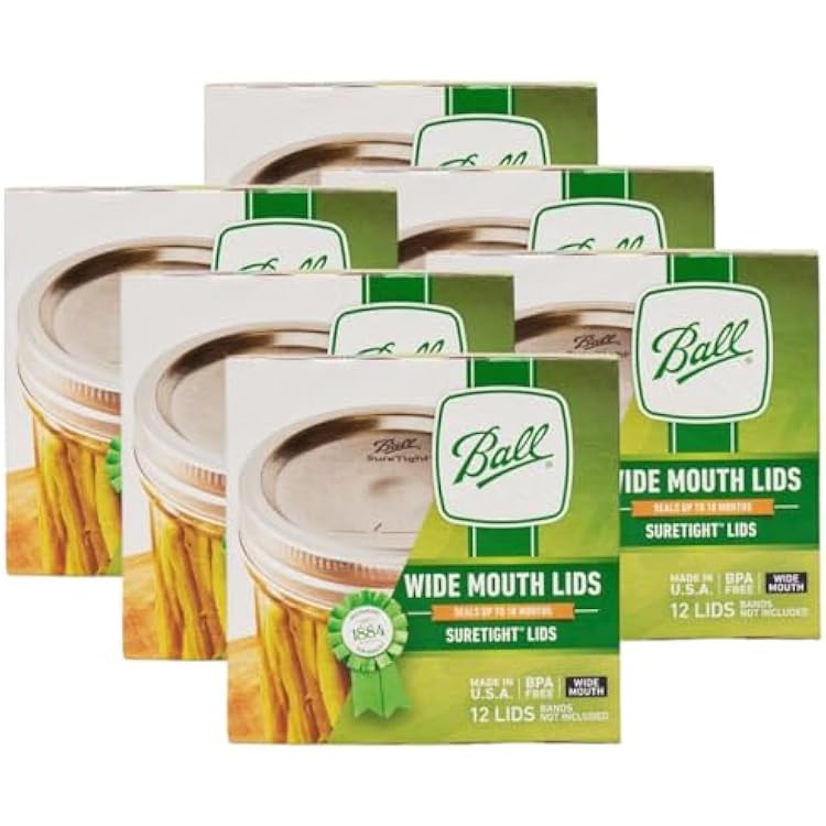 Ball Mason Jar Lids, Wide Mouth, 12 CT Pack of 6
