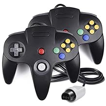 2 Pack N64 Controller, Classic Wired N64 64-bit Game pad Joystick for Ultra 64 Video Game Console N64 System (Black)