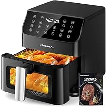 Beelicious 5.8QT Large Air Fryer, 12-in-1 Digital Airfryer with Clear Window, 40+ Recipes, Flavor-Lock Tech, Shake Reminder, Compact, Quiet, Dishwasher Safe, Nonstick (Matte Black)