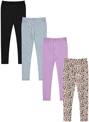 BTween Kids Girls Fall Fashion Stretch Leggings Comfortable Bottoms Set 4 Pack Bundle