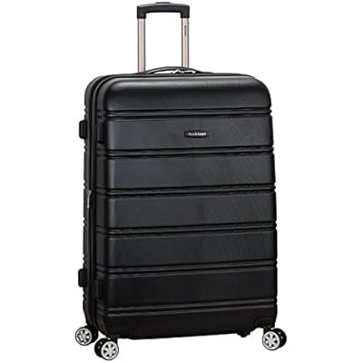 Rockland Melbourne Hardside Expandable Spinner Wheel Luggage, Checked Large 28, Black