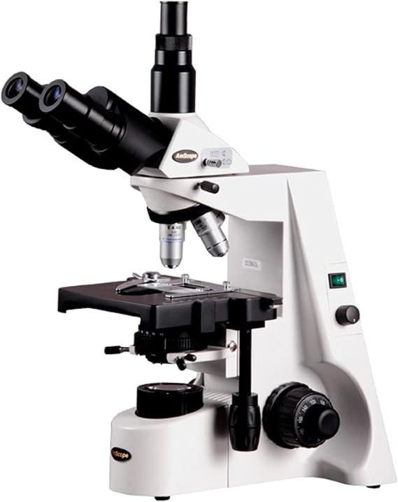 AmScope T690B-PL Trinocular Compound Microscope, 40X-2000X Magnification, WH10x and WH20x Super-Widefield Eyepieces, Infinity Plan Achromatic Objectives, Brightfield, Kohler Condenser, Double-Layer Mechanical Stage