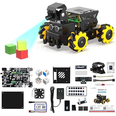 Yahboom Raspberry Pi 5 AI Vision Robot with Large AI Model 360 Mecanum Wheels Support Python Progamming Open Source Provide Installation Instructions Tech