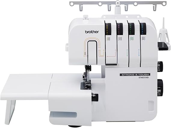 Brother ST4031HD Serger, Strong & Tough Serger, 1,300 Stitches Per Minute, Durable Metal Frame Overlock Machine, Large Extension Table, 3 Included Accessory Feet, 12.99 x 14.37 x 17.01 in., White