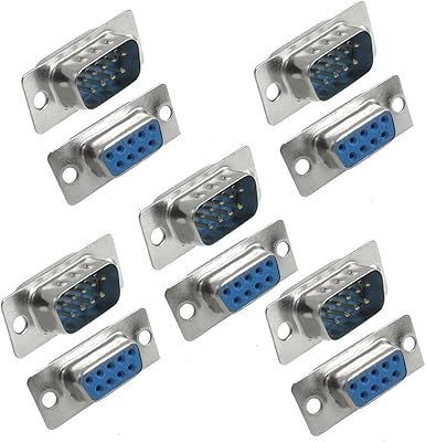 YXQ DB9 9 Pin Female to Male Solder Type Adapter Connectors 5 Pair