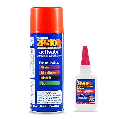 FastCap CA Super Glue Pack - 2P-10 Medium Viscosity 2.25oz & Activator 10oz - Ultimate Bonding Solution for Wood, Metal, Glass & More - Industrial Grade Adhesive for Professional & DIY Projects
