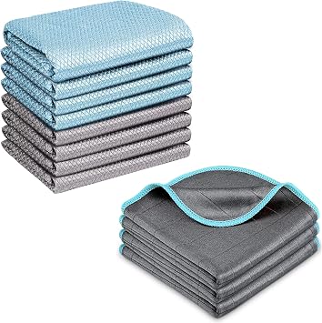 Airlab Microfiber Cleaning Cloths Lint Free Polishing Rags, Pack of 8 and Carbon Microfiber Glass Polishing Cloth Streak-Free, Pack of 3